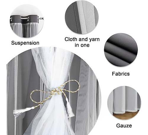 Cortina Blackout 2 Pzs 132x244cm Encaje Cortinas Para Sala