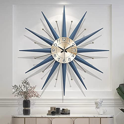 Mid Century Big Metal Clock Starburst Wall Clocks Battery Op