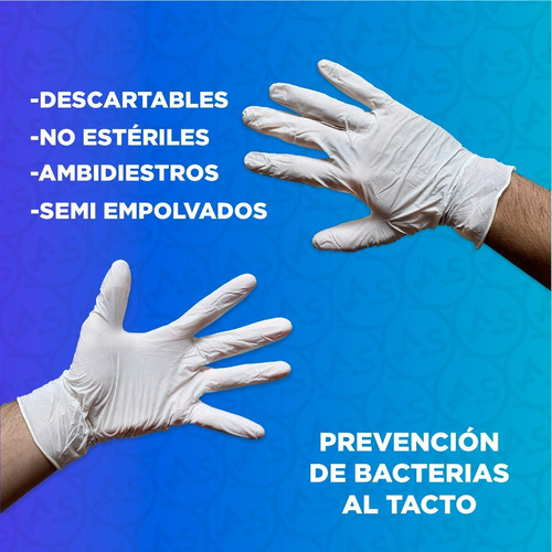 Imagen 4 de 10 de Guantes De Latex Descartables Caja X 100 Unidades