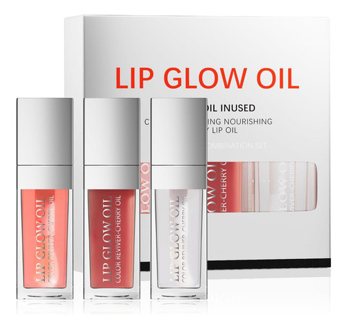 Set De 3 Aceites Para Labios Lip Glow Oil Gloss Hidratante
