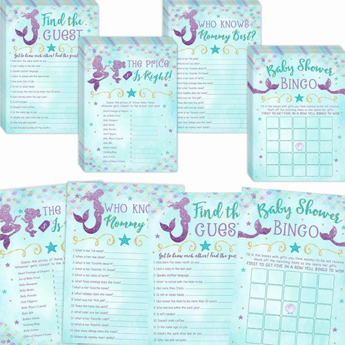 Sirena Para Baby Shower Bingo Find The Guest Price Is