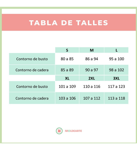Moldearte Moldería Digital - Buzo Básico - A4 - 6 Talles