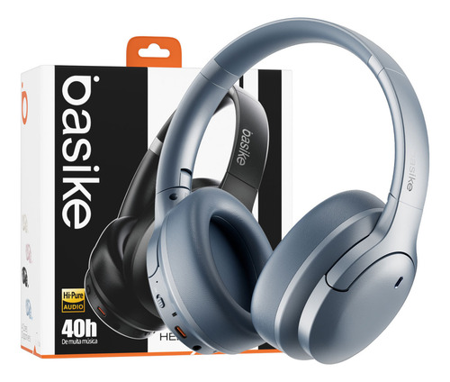 Fone De Ouvido Bluetooth Basike Com Anc Cancelamento Ativo De Ruído Headphone Bluetooth 5.4+edr, Som Surround 3d, Com Microfone Certificação Hi-pure Audio, 40 Horas Reprodução Headset (azul-celeste)