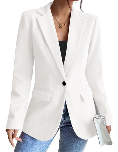 Blazer Casual De Oficina De Manga Larga Para Mujer