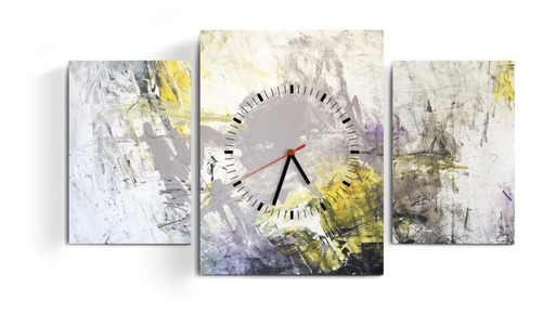 Cuadro Reloj Triptico Abstracto Moderno Arte Decoración