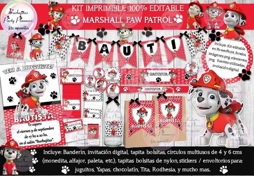 comprar Kit Imprimible Candy Bar Paw Patrol Marshall 100% Editable