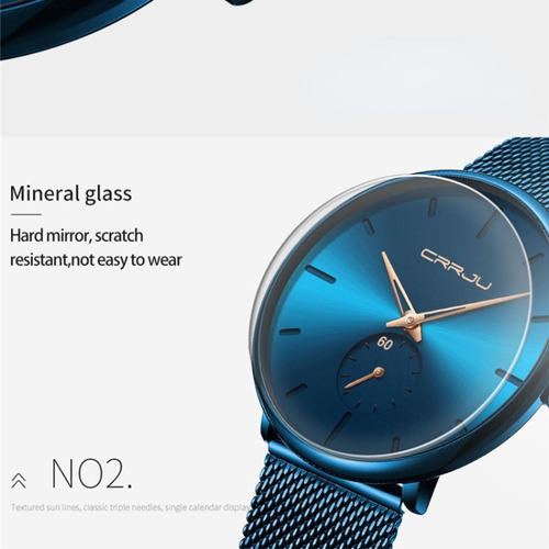 Reloj De Cuarzo Casual Analógico Crrju Mesh Belt Para Hombre
