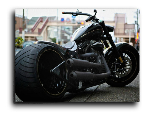 Cuadro Decorativo Canvas Moto Negra Harley Davidson 50*60