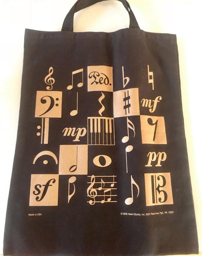 Imagen 1 de 1 de Bolsa Negra Con Dorado (notas Musicales)