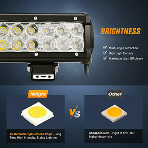 Nilight Led Barra De Luz 30,5 cm 72 w Led Foco De Luz De