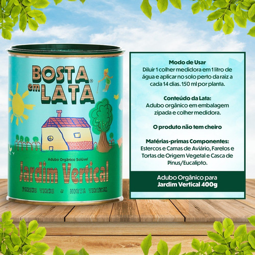 Imagem 2 de 2 de Fertilizante Orgânico Bosta Em Lata Jardim Vertical - 400 G