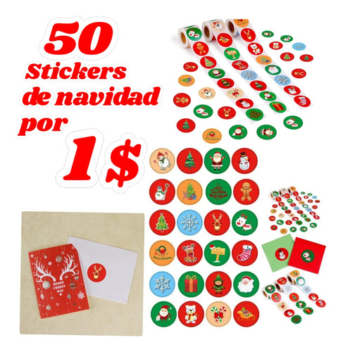 Stikers De Navidad Con 50 Por 1$ Y El Rollo De 500 Por 6$