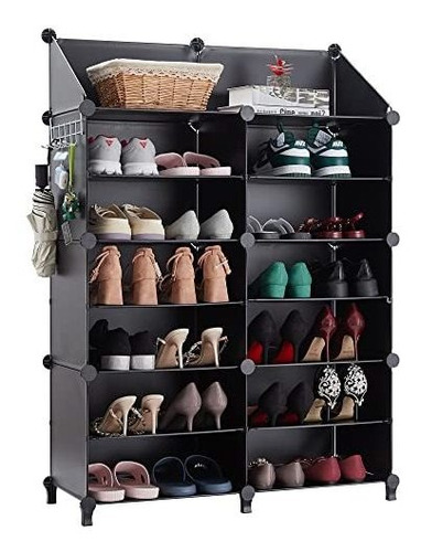 Puroma Stackable Shoe Storage Organizer Cabinet, 6-cube Pla