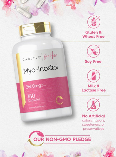 Myo-inositol Carlyle 2,600 Mg 180 Cápsulas Sin Omg Sin Glute