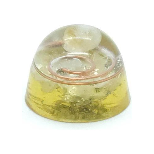 Orgonite Semi-esférico Amarelo Com Citrino - Prosperidade