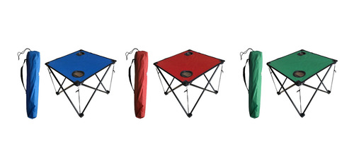 Imagen 8 de 10 de Mesa De Tela Plegable Con Portavasos Con Funda Roja Iael