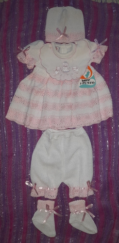 Imagen 3 de 10 de Vestido Tejido Ajuar Niña Bebe