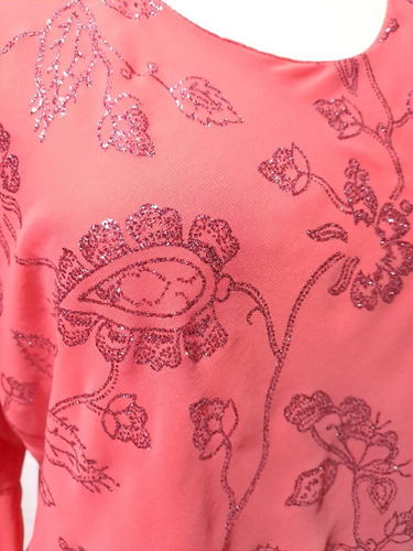 Imagen 4 de 6 de Blusa Remera Gasa Fiesta Brillos Talles Grandes Especiales