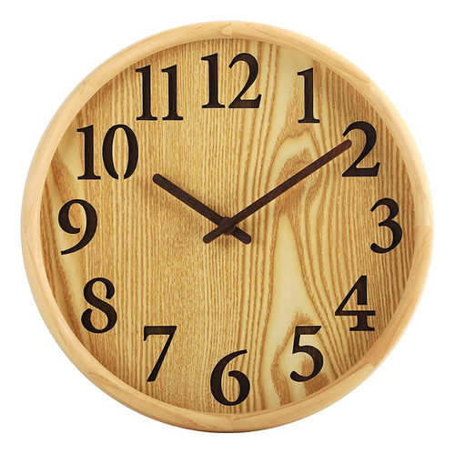 Reloj De Pared Redondo De Madera De 12 Pulgadas, Funciona Co