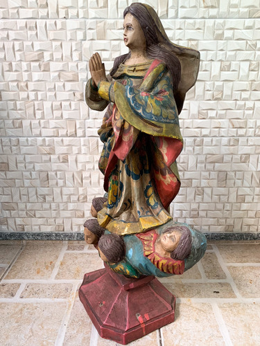 Imagem 6 de 10 de Antiga Santa Nossa Senhora Madeira 66cm