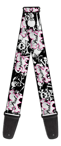 Correa De Guitarra Punk Princess Heart Cross Bones Skulls