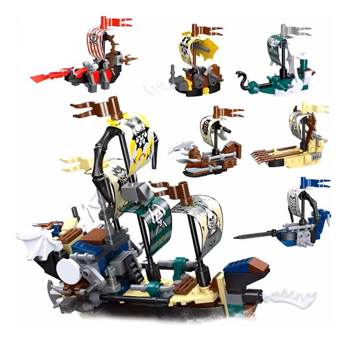 Bloques De Construcción Barcos Piratas 6 En 1 296 Piezas