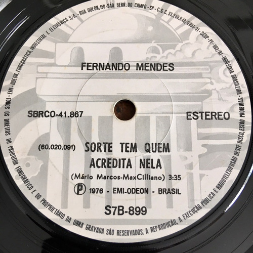 Compacto Fernando Mendes - Sorte Tem Quem Acredita - 1976