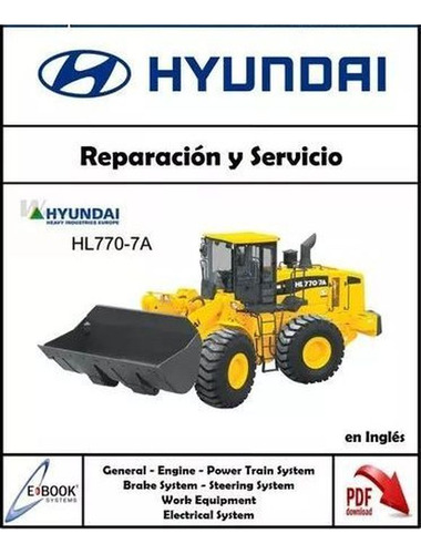 Manual Taller Payloader Cargador Frontal Hyundai Hl770 7a