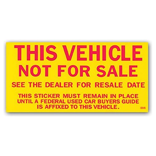Pegatinas  Vehicle Not For Sale  (no Se Vende Vehículo...
