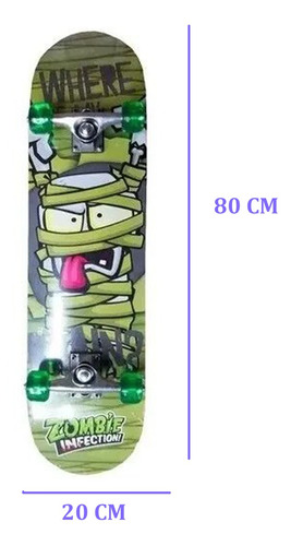Imagen 4 de 10 de Skate Patineta Zombie Infection Original Medida 80cm X 20cm