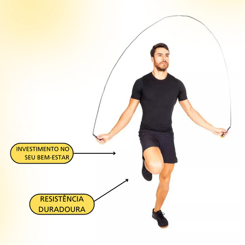 Corda De Pular Profissional Pvc Crossfit Treino Em Casa Vollo VP1075 Preto Ajuste Comprimento 275cm