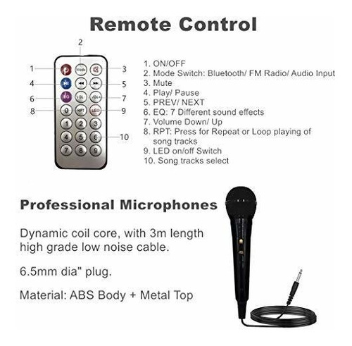 Maquina Karaoke Bluetooth 2 Microfono Inalambrico Mando Mp3