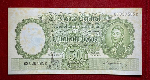 Billete 50 Pesos Argentina 1966 Bottero 2019 Tami Oferta
