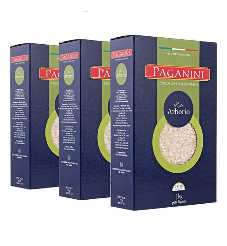 Imagem 1 de 3 de Arroz Arbóreo Paganini 1 Kg ( 3 Unidades )