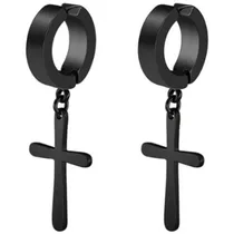 Comprar Aros Piercing Cruz Pendientes Acero Hombre Mujer Rock Punk