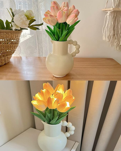Lámpara Led De Luz Nocturna 10 Flores Simulación Tulipanes