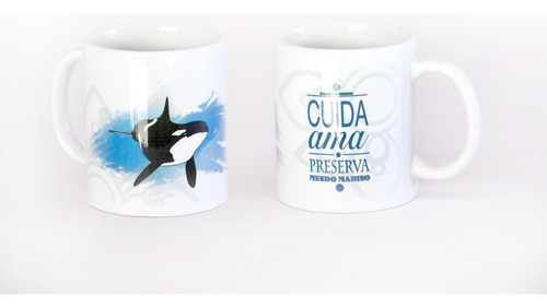 Taza Mug 325 Ml Orca Mundo Marino Promo *2 Unidades Color Blanco