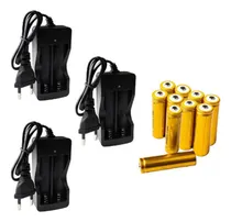 Comprar Kit 3 Carregador Duplo Bivolt 110 220 Ac Com Fio Led Indicador + 10 Baterias Pilhas Células 18650 3,7u002F4,2 Volts 5800mah Li-ion Recarregáveis Carga Rápida Proteção Contra Sobrecarga E Curto Circuito