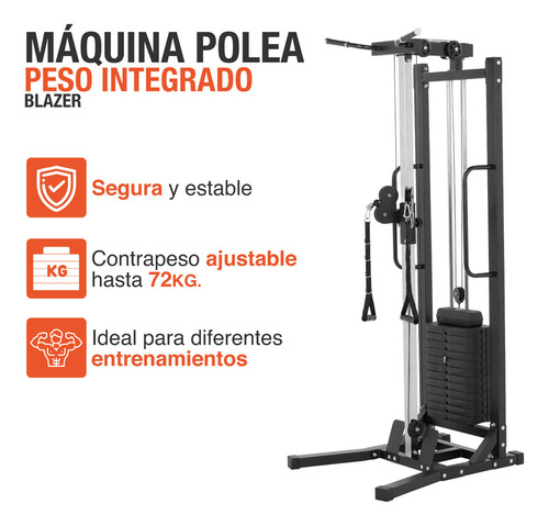 Maquina Multifuncional Gym Con Polea Peso Ajustable Altera Estructura Negro