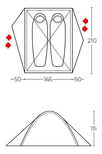 Imagen 2 de 3 de Carpa Northland Bike Pro 2 Personas Liviana 2000 Mm Camping