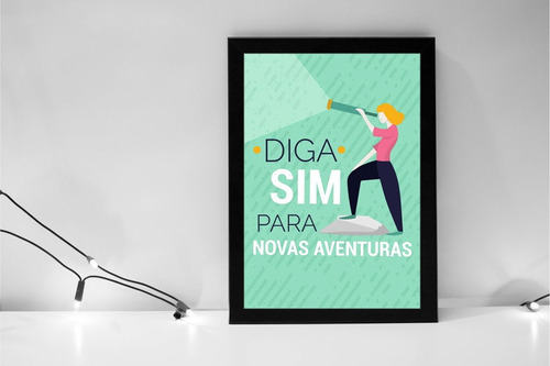 Quadro Decorativo Frase Novas Aventuras Mod 574 33x45cm