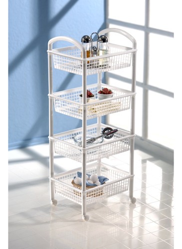Carrito De Almacenamiento Italhome Multiusos De 4 Cestas Blanco