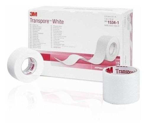 Tela Adhesiva Cinta 3m Transpore White 1534-1 25mm X 1m 12un