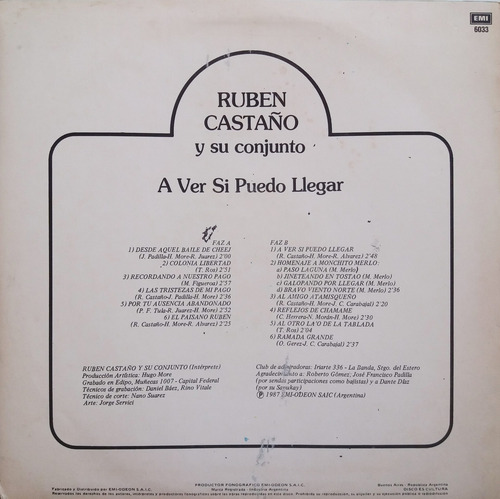 Ruben Castaño Y Su Conjunto - A Ver Si Puedo Llegar /r Lp 1 (Usado)