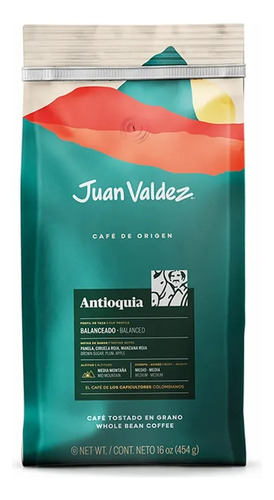 Café Juan Valdez Antioquia - Grano Entero 454 Gr