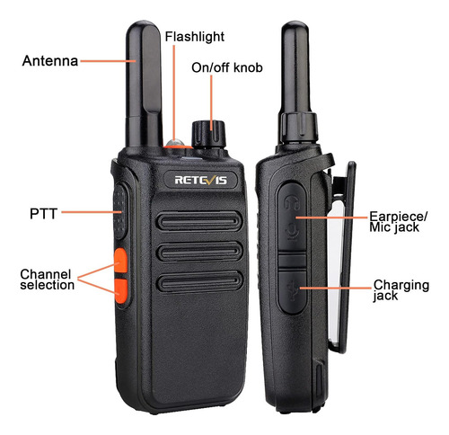 Rb35 Walkie Talkie - Paquete De 6 Radios Recargables De Dos