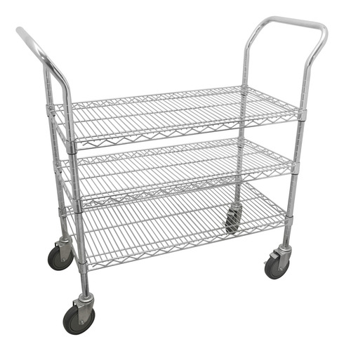 Carrito Utilitario Con 3 Repisas De 36 X 24 Cromado Urrea