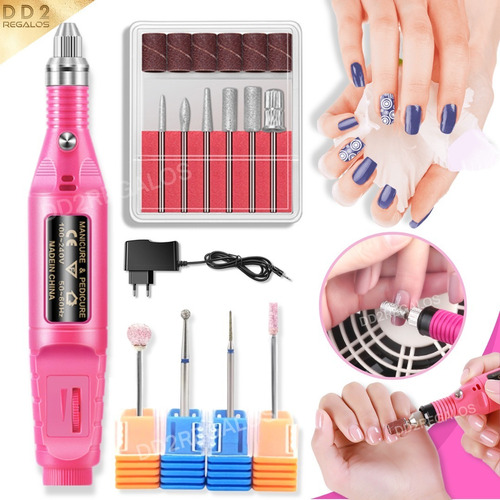 Set Torno Uñas Manicuria Pedicura Eléctrico + 10 Fresas