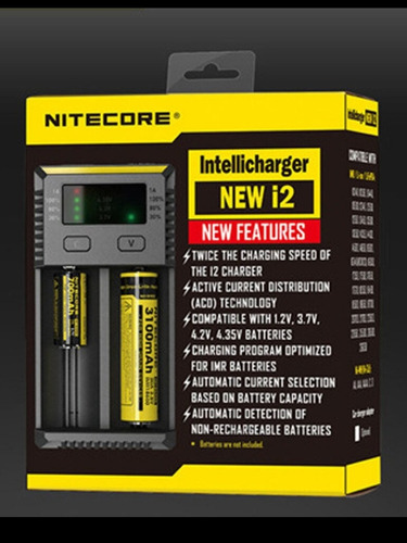 Cargador New I2 Usb Nitecore 2 Slots + Par De Baterias