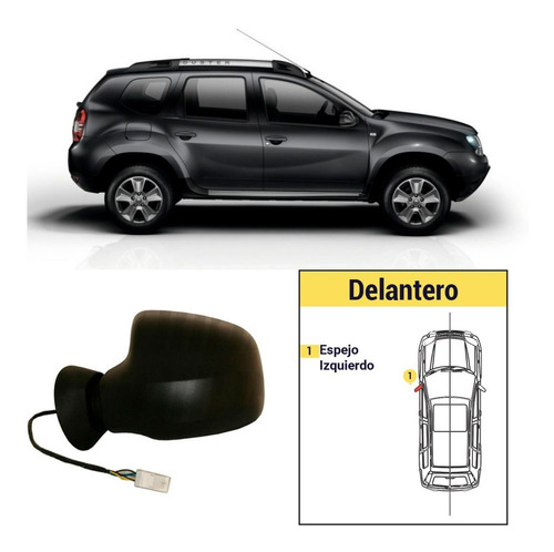 Imagen 1 de 3 de Espejo Izquierdo Manual Negro Renault Duster 2012 / 2019